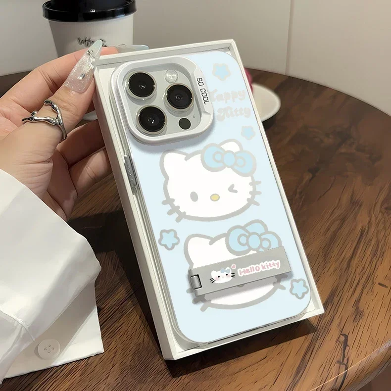 Blue Cute Hello Kitty Phone Case for Samsung A73 A72 A55 A54 A53 A35 A34 A33 A24 A23 A22 A15 A14 A13 A05 4G 5G Cover with Holder image 5