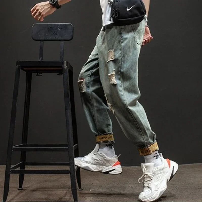

With Pockets Jeans for Men 90s Streetwear Trousers Harajuku Luxury Aesthetic 2025 Korean Autumn Washed Cheap Xs Man Cowboy Pants