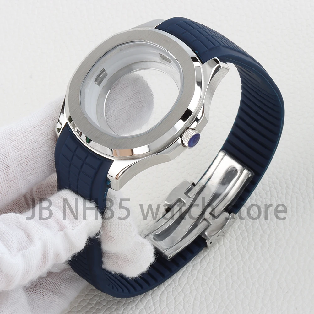 42mm NH35 Watch Case 21mm Rubber Bracelet Stainless Steel Water Resistant for Seiko Aquanaut NH35 NH36 NH38 Movement 31.5mm Dial
