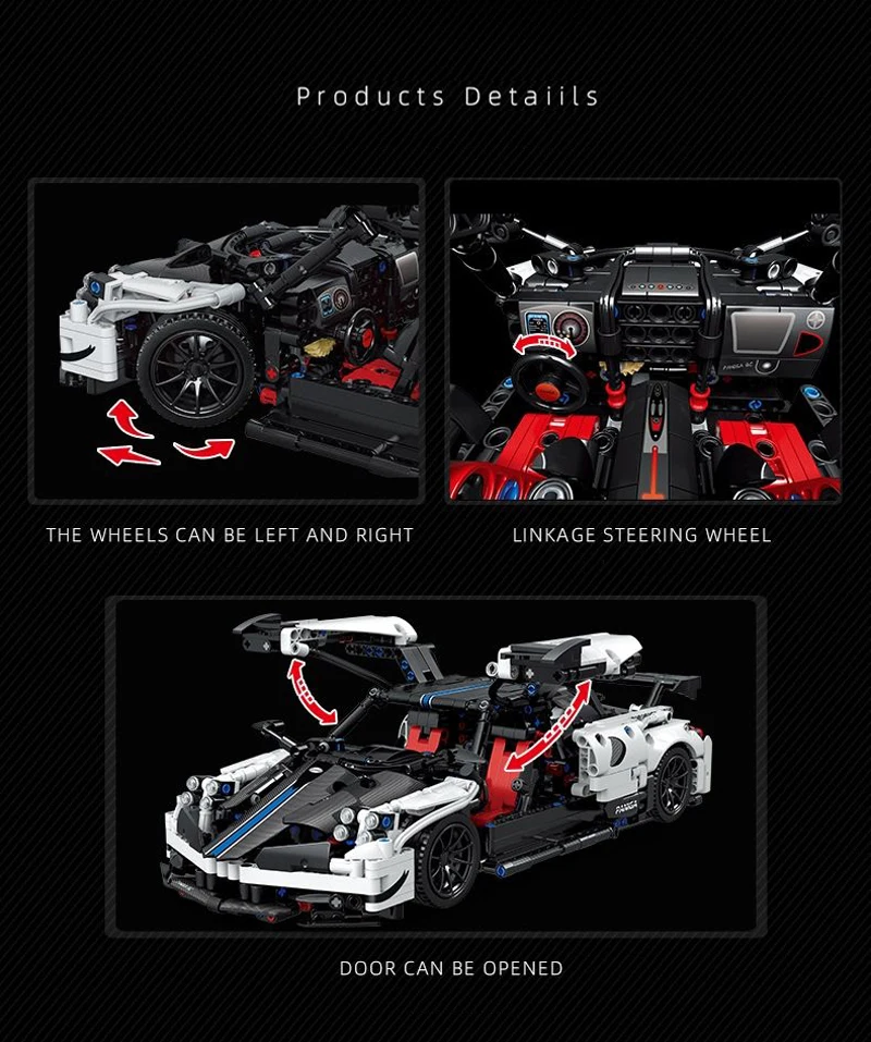 1443PCS Technical Pagani Zonda Sport Car Building Blocks Model Collection Gifts Assemble Vehicle Bricks Toys For Adult Boys