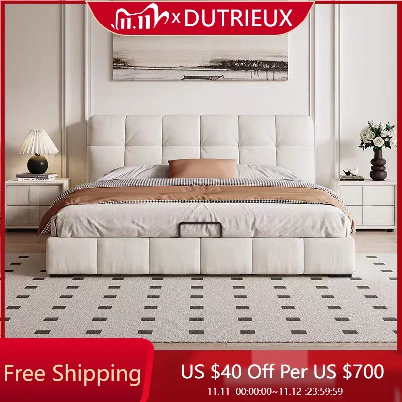 

Минималистичная современная кровать белого крема, роскошная эстетичная кровать высокого качества, удобный свадебный дизайн, мебель для спальни Cama De Casal