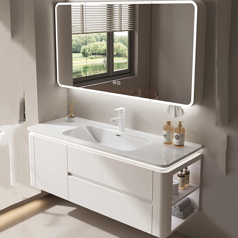 

Luxury Simple Bathroom Cabinets Solid Wood Toilet Light Vintage Bathroom Cabinets Vanity Mirrors Mobiletto Bagno Furniture