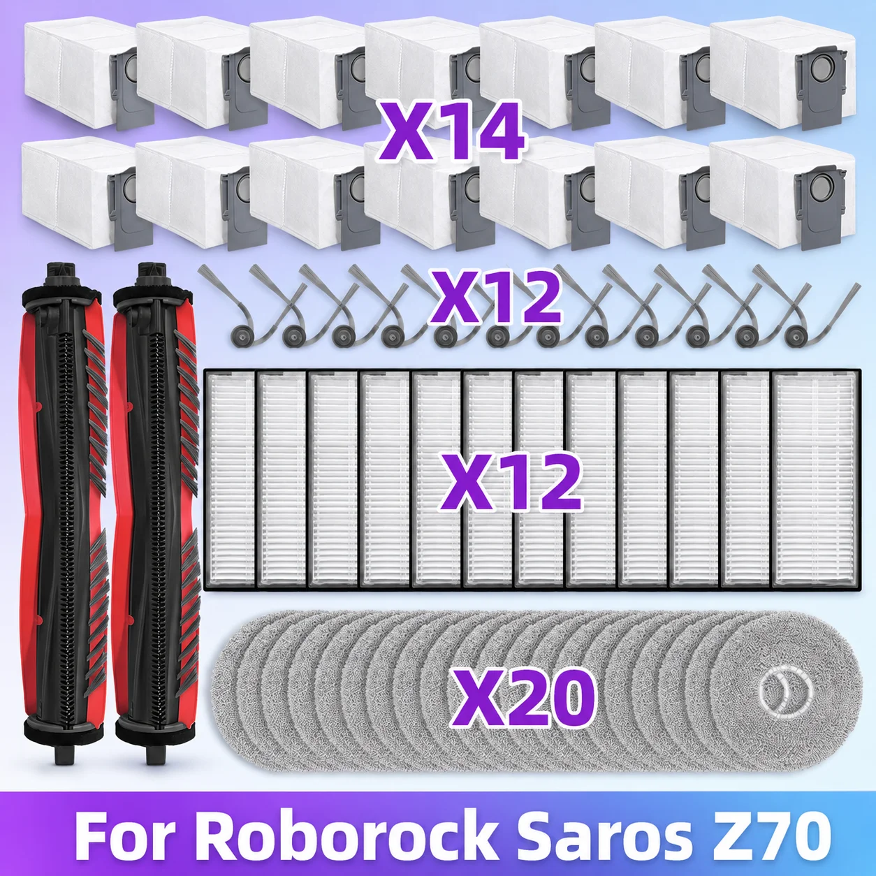 

Compatible For ( Roborock Saros Z70 ) Vacuum Parts Main Side Brush HEPA Filter Mop Cloth Dust Bag Replacement Accessories