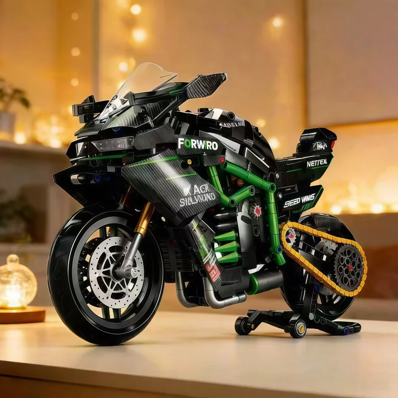 

Набор для сборки механического мотоцикла в масштабе 1:8, с реалистичной цепной передачей и системой подвески, подвижные элементы для самостоятельной сборки.