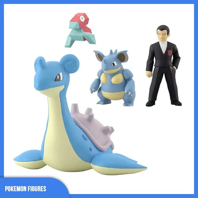 [In Stock] Original Pokemon Shokugan Lapras Nidoqueen Porygon Giovanni Anime Figures PVC Action Figure Go Cute Toys gift