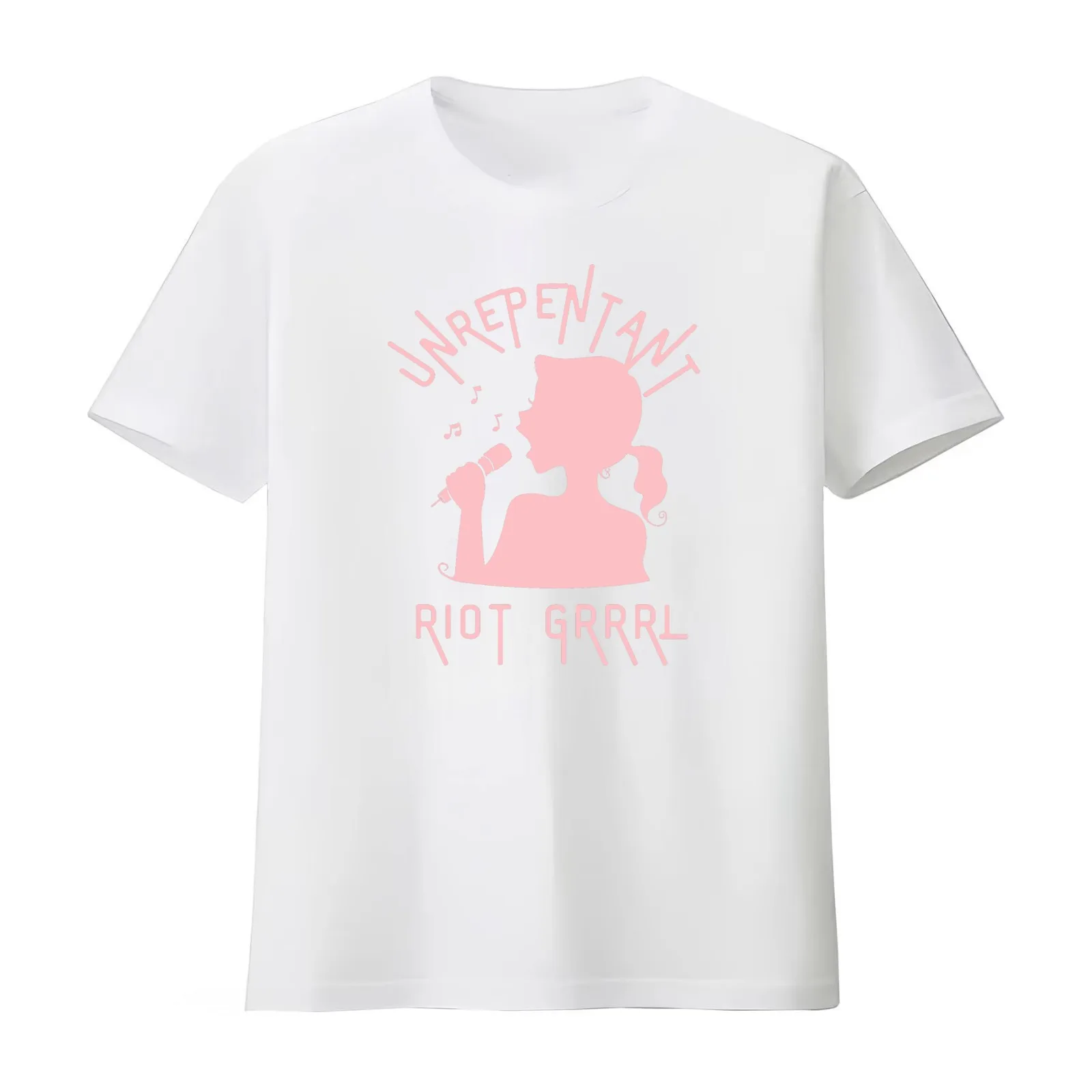 Unrepentant Riot Grrrl - Ironic Pink - Grunge / Nineties T-Shirt Summer Casual Cotton Tee Oversized Streetwear Tops