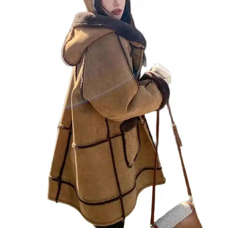 

Maillard Lamb Wool Coat Women's Leather Wool One piece 2024 Winter New Thickened High Quality Imitation suede Coat Solid Color B