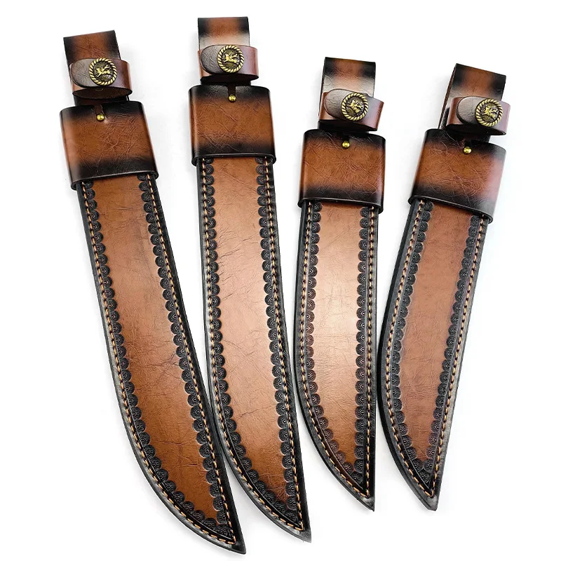 253MM / 314MM Inner Length First Layer Cowhide Real Cow Leather Large Straight Knife Sheath Scabbard Fixed Blade Cover Holders