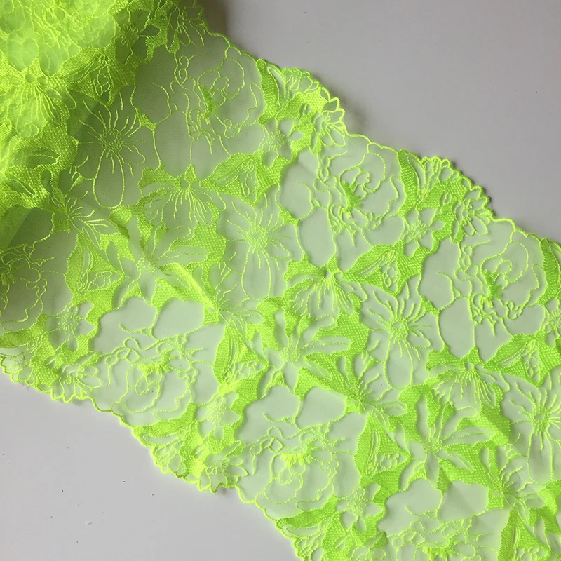 

20Yards Fluorescent Green Flower Embroidery Lace Trim Two Tone Fabrics for Lingerie Bra Dress Sewing Underwear Fabric