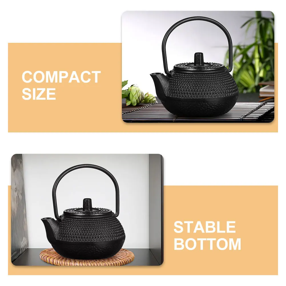 

2Pcs Retro Small Cast Iron Teapot Desktop Ornament Compact Mini Tea Kettle Decoration for Living Room Office Study