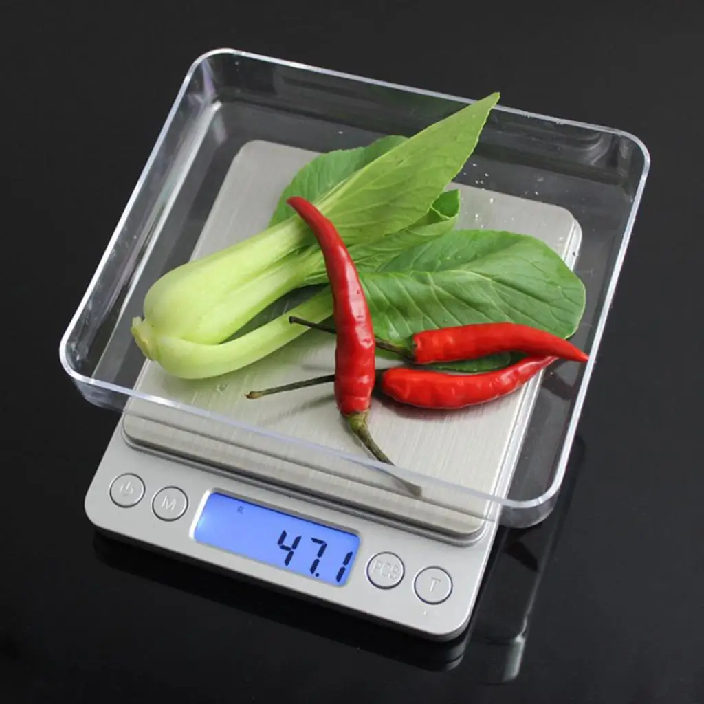 Portable Electronic Kitchen Scale Gram to Ounce Converter LCD Display Slim Design with Trays for Baking and Portion Control
