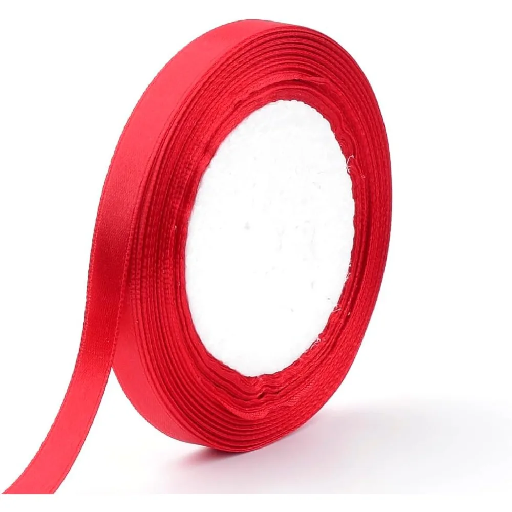

High Dense Single Face Satin Ribbon Polyester Ribbon Christmas Ribbon Red 1/4 inch(6~7mm) 25yards/roll 10rolls/group