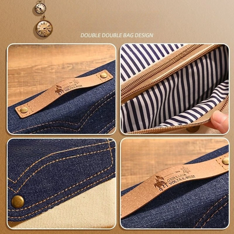 Toy Denim Pencil Case Design Sense Niche Junior High School Girls 2026 New Stationery Box Large Capacity Simple Retro