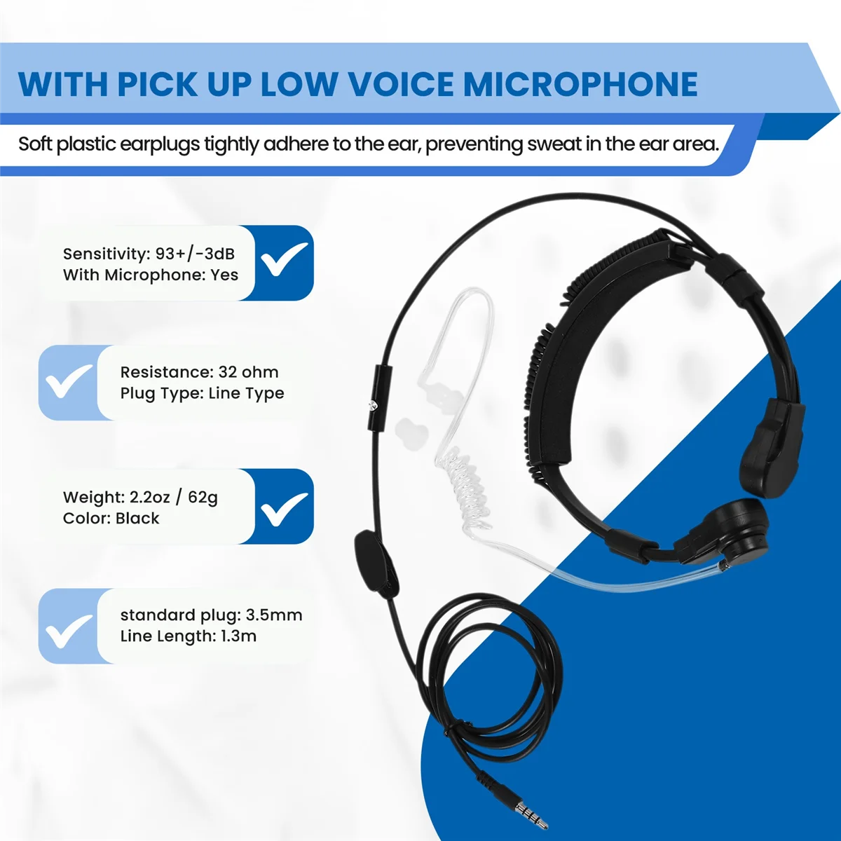 Dul-Throat-Casque d'écoute avec microphone intégré pour smartphones, oreillettes avec prise de 3.5mm