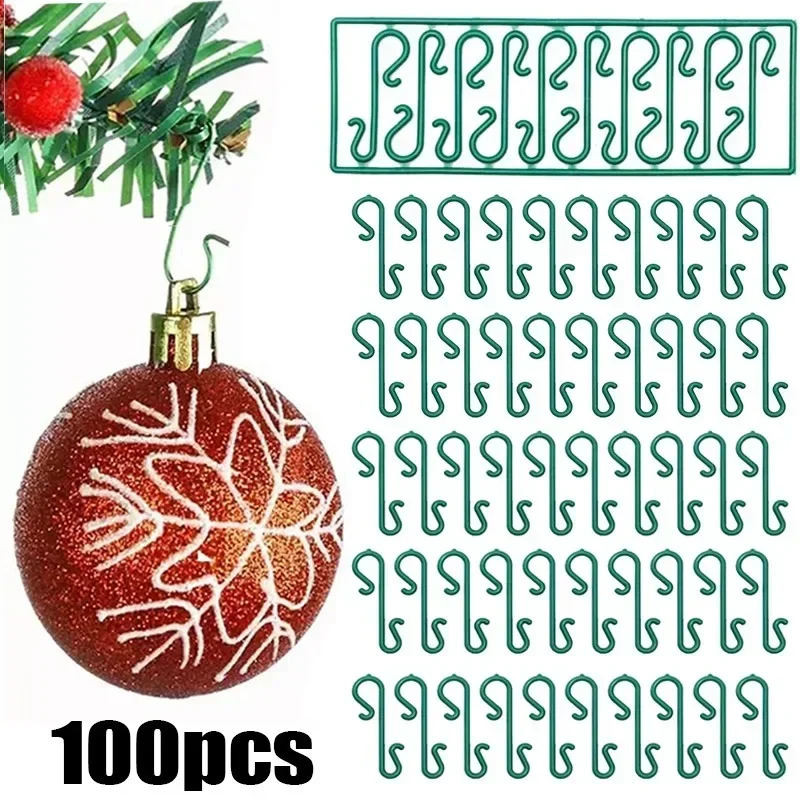 100/10PCS Metal S-Shaped Hooks Christmas Tree Ball Pendant Hanging Hooks Xmas Tree Ornament Home Navidad New Year Party Decor