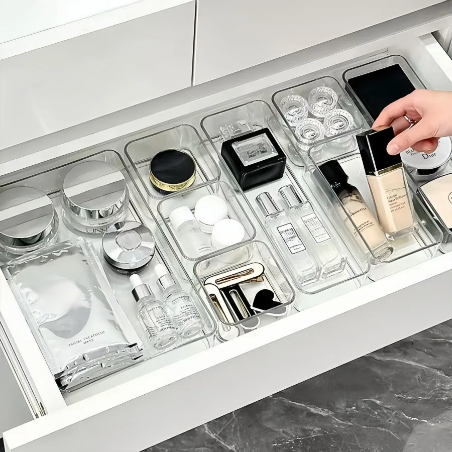 

Прозрачные ящики-органайзеры, прозрачные пластиковые контейнеры для хранения, комод для спальни, офисный ящик для хранения макияжа, ювелирных изделий, гаджетов