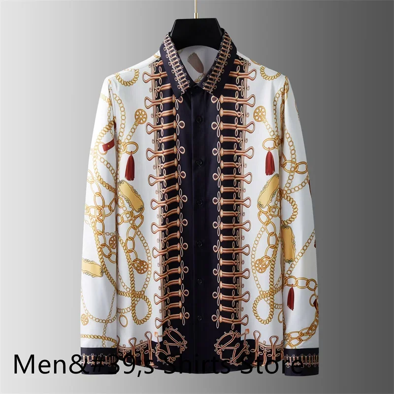 

Mens Royal Luxury Shirt Slim Fit Clothing Full Floral Print Shirt Daily Party Shirt Mens Social Luxury Menswear