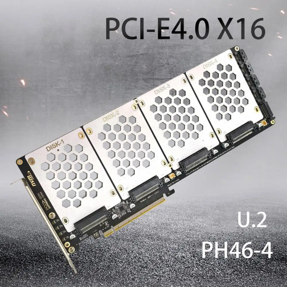 U.2 Dual Disk Adapter Card with LED Indicator Light NVMe to PCIe X16 Expansion Card Universal SATA Hard Drives Adapter Card