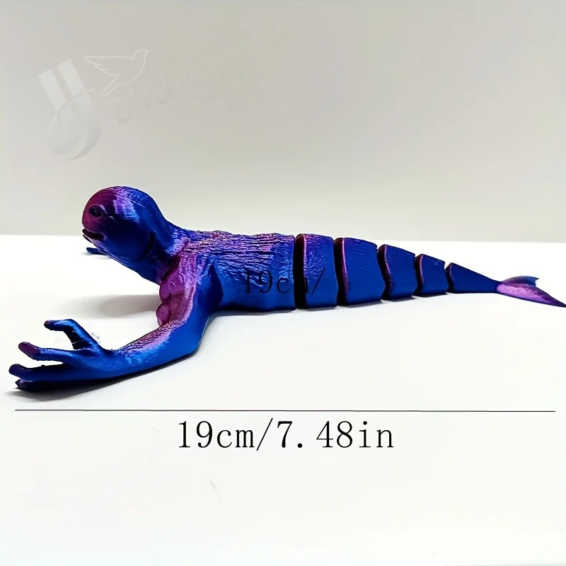Poseable Jointed Shark Figure with Gradient Color Changing(Red/Golden/Blue)- Articulated Joints for posable limbs