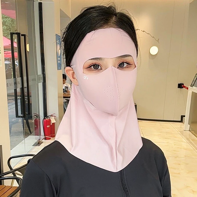 

Summer New Hyaluronic Acid Sunscreen Women's Ice Silk Cool Feeling Breathable Sun Protection Ne Covering Full Face UV Prote...