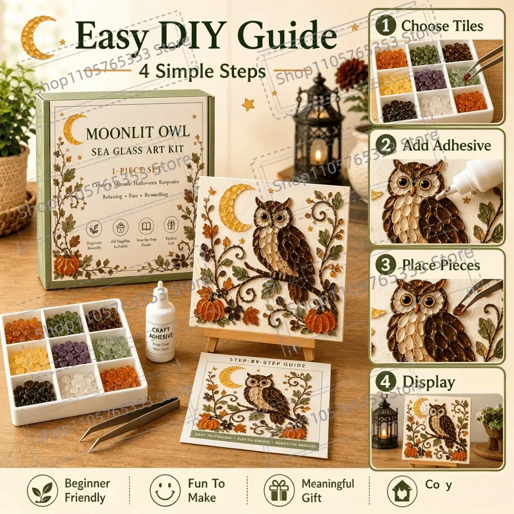 DIY Halloween Sea Glass Art Kit DIY Create Beautiful Halloween-Inspired Artwork with Colorful Glass Pieces Home Decor