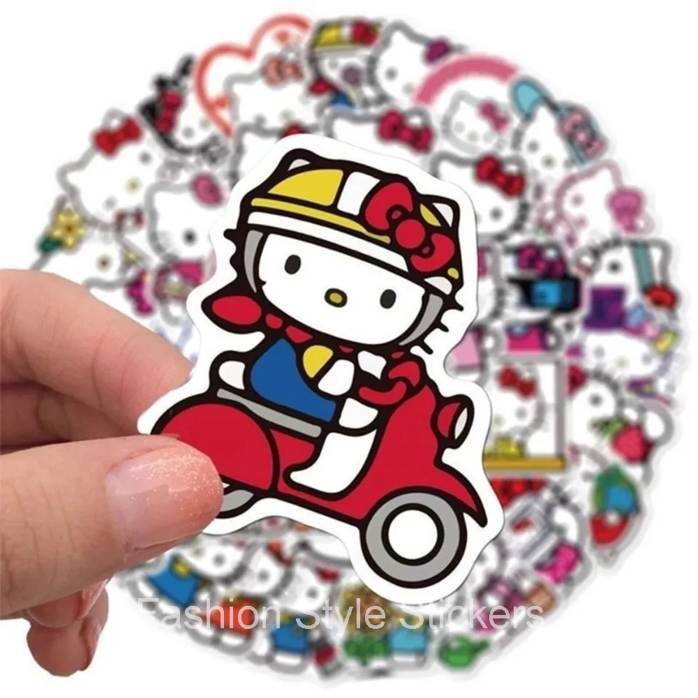 10/30/50/100pcs Hello Kitty Sticker Kawaii Girls DIY Guitar Skateboard Laptop Waterproof Anime Cute Decals Sticker for Kids Toys