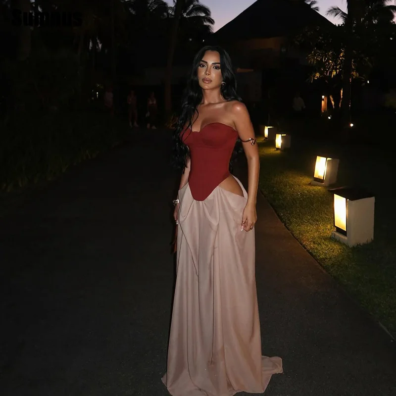 

Sumnus Sexy Mermaid Evening Dresses Contrast Color Cut-out Maxi Formal Occasion Dresses Gala فساتين سهرة Customized