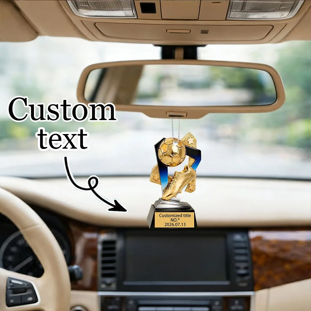 Custom Golden Football&Football Shoes Shaped Custom Print Title Text Name Date for awards prizes gift DIY purse Charms making