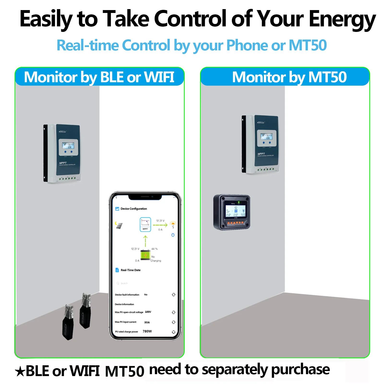 جهاز التحكم بالشحن بالطاقة الشمسية EPEVER 30A MPPT، عرض ترويجي كبير مع جهاز التحكم Senson أو فقط