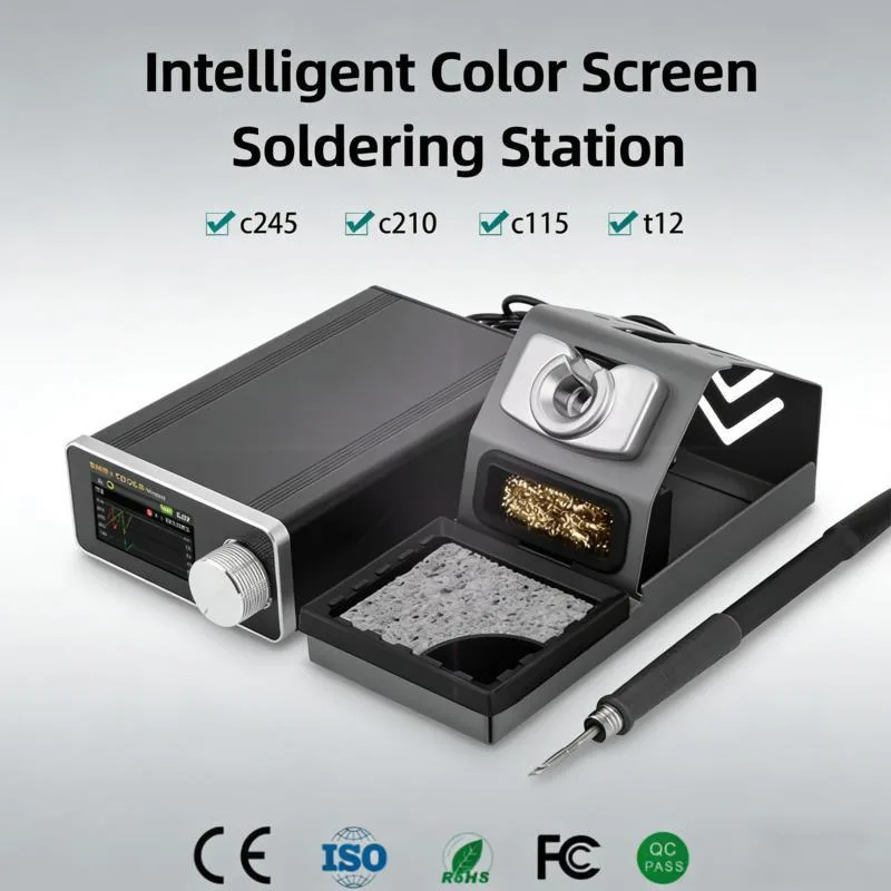 

Professional Intelligent Soldering Station With Large Color LCD, Supports T12/C245/C210/C115 Tips For Electronics Repair&Rework