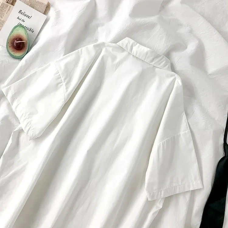 Solid Color Shirt Women\'s New Summer Korean Preppy Style Casual All-Match Short-SleevedPOLOCollar Student Top