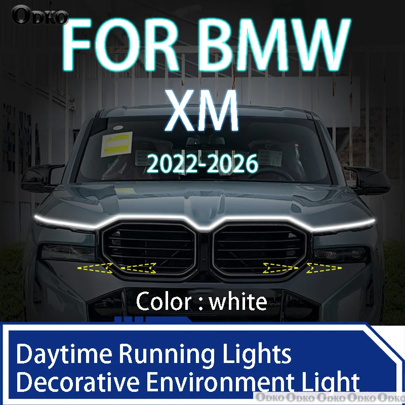 ل 	 بي ام دبليو XM 	 2022-2026 ترقية حديثا LED النهار تشغيل ضوء المسح بدء غطاء السيارة DRL دليل مصباح المحيطة الزخرفية 12 فولت #1
