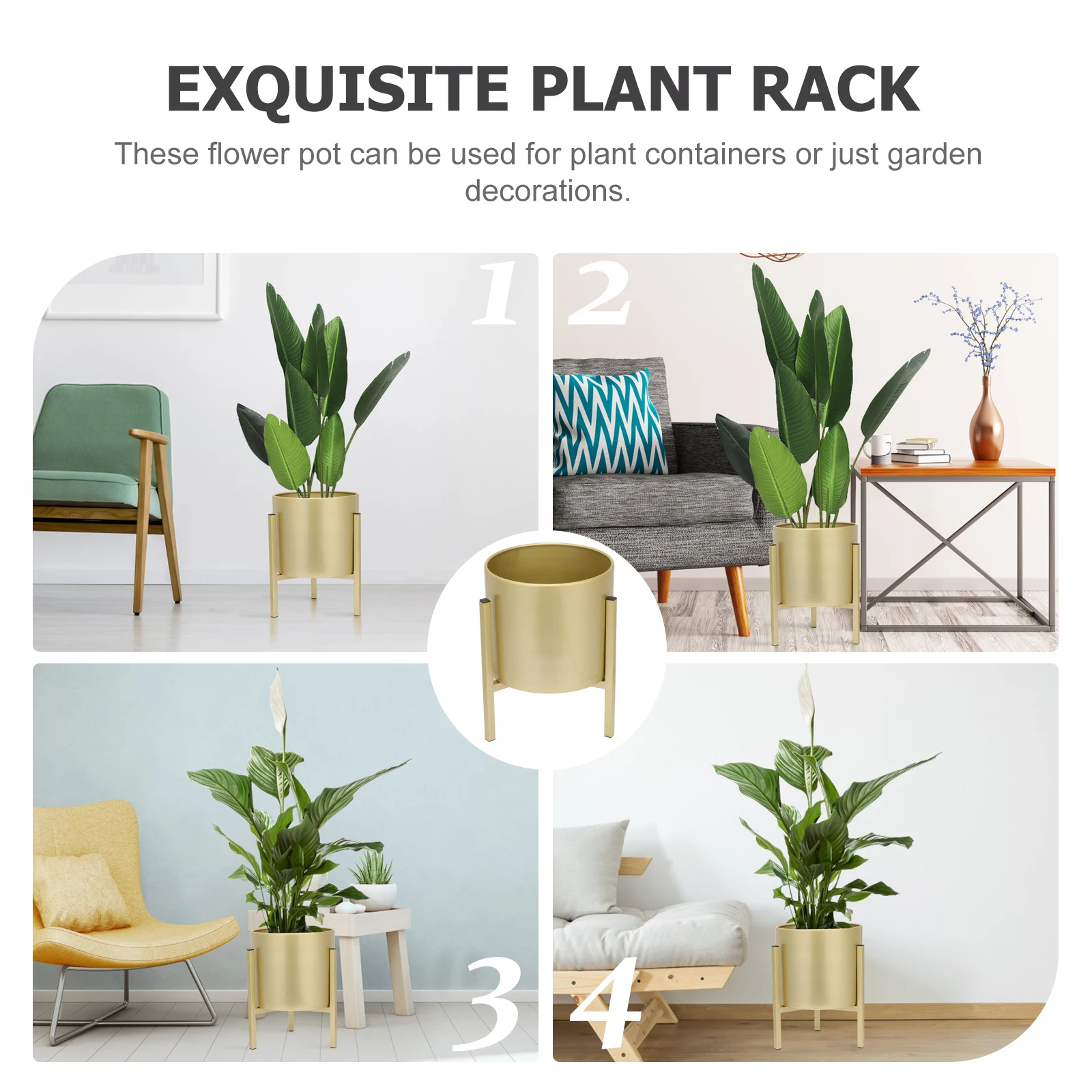 

1 set Nordic Style Gold Plant Stand -02-A High 27cm Iron Flower Pot Rack for Indoor Balcony Decor Household Planter