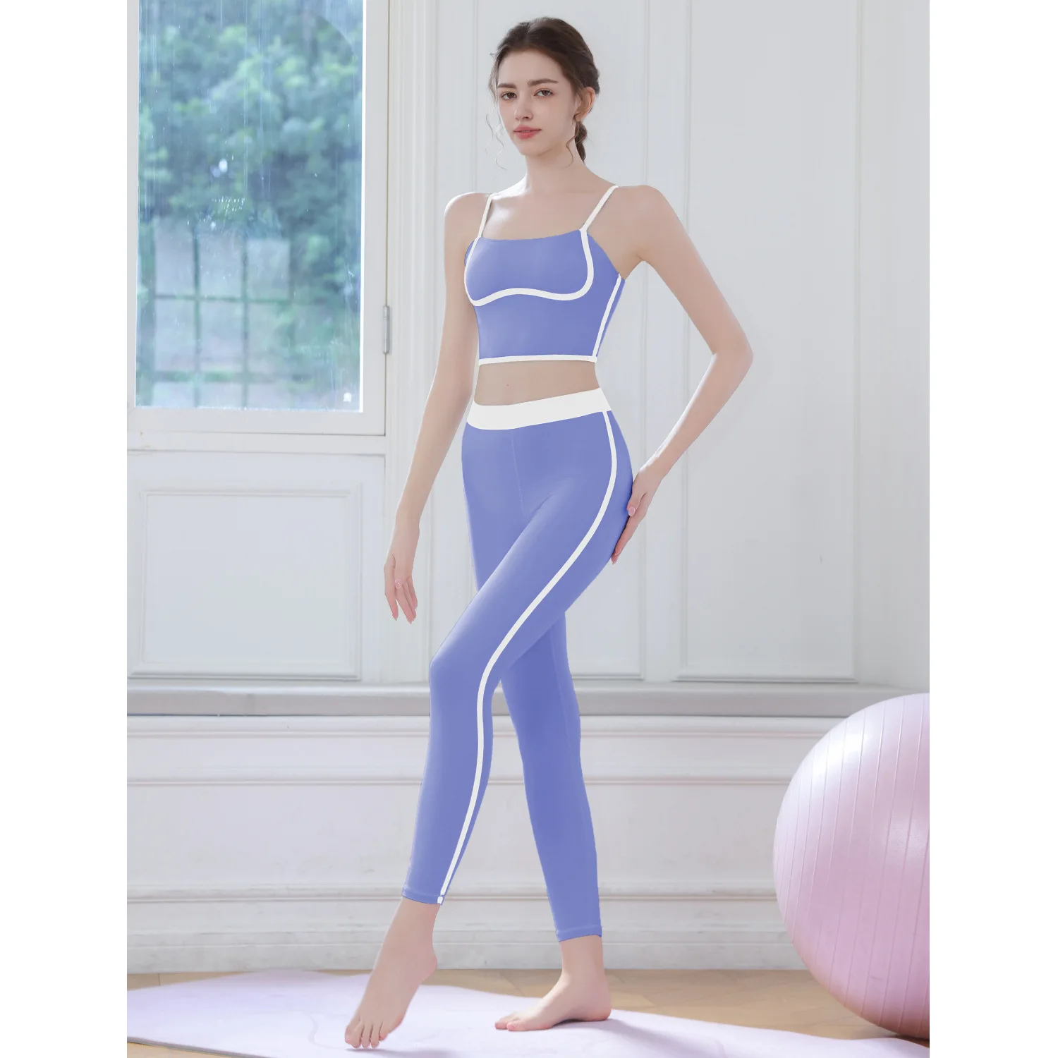 Yoga Suspender Set Women's Shockproof Adjustable Fitness Clothing Sports Color Matching Underwear Hip Lifting Sports Leggings