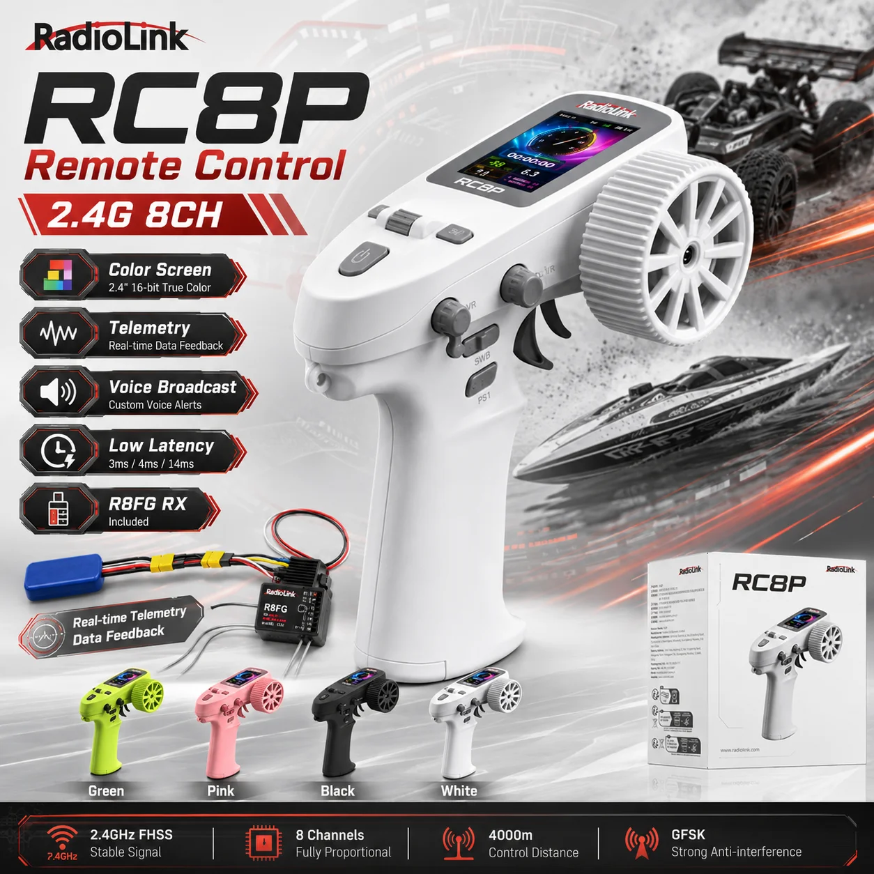 Newest Radiolink RC8P 8CH Transmitter with R8FG Receiver 2.4