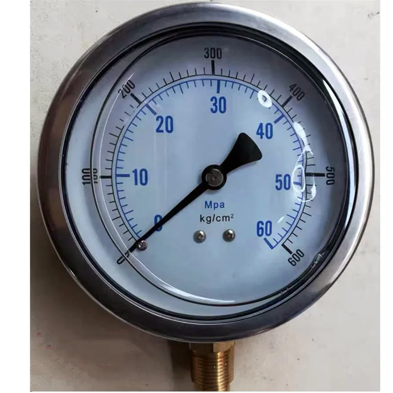 

Free Shipping! 0-600Bar Manometer 60Mpa Pressure Gauge Silicone Oil Filled Stainless Steel Diameter 60mm