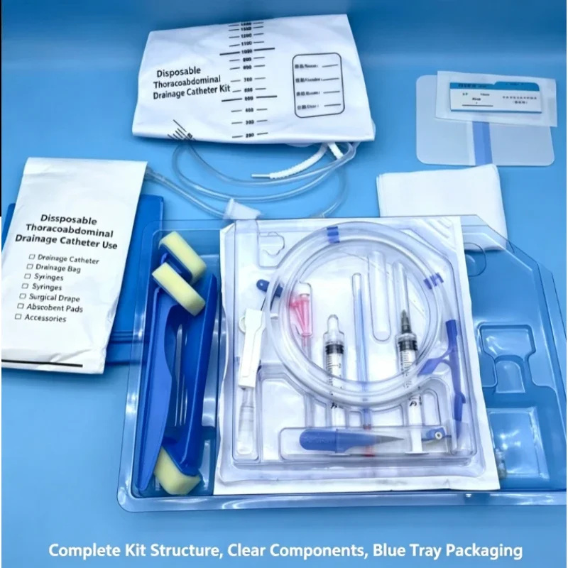 Disposable thoracic and abdominal drainage catheter kit Pig tail drainage catheter assembly Indwelling drainage catheter kit