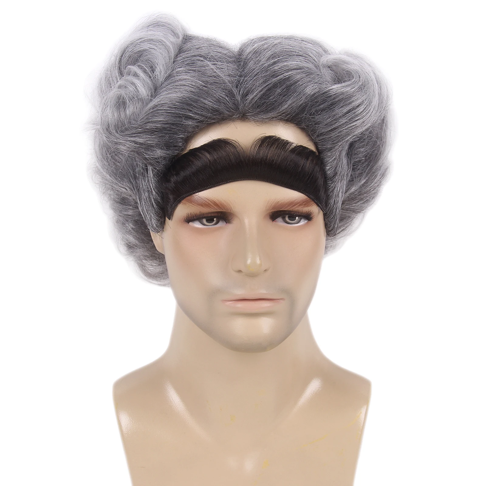 

REEWES серый парик для мужчин, черные брови, мера Whowig, зеленый персонаж монстра, синтетические парики, косплей, Рождество, Хэллоуин