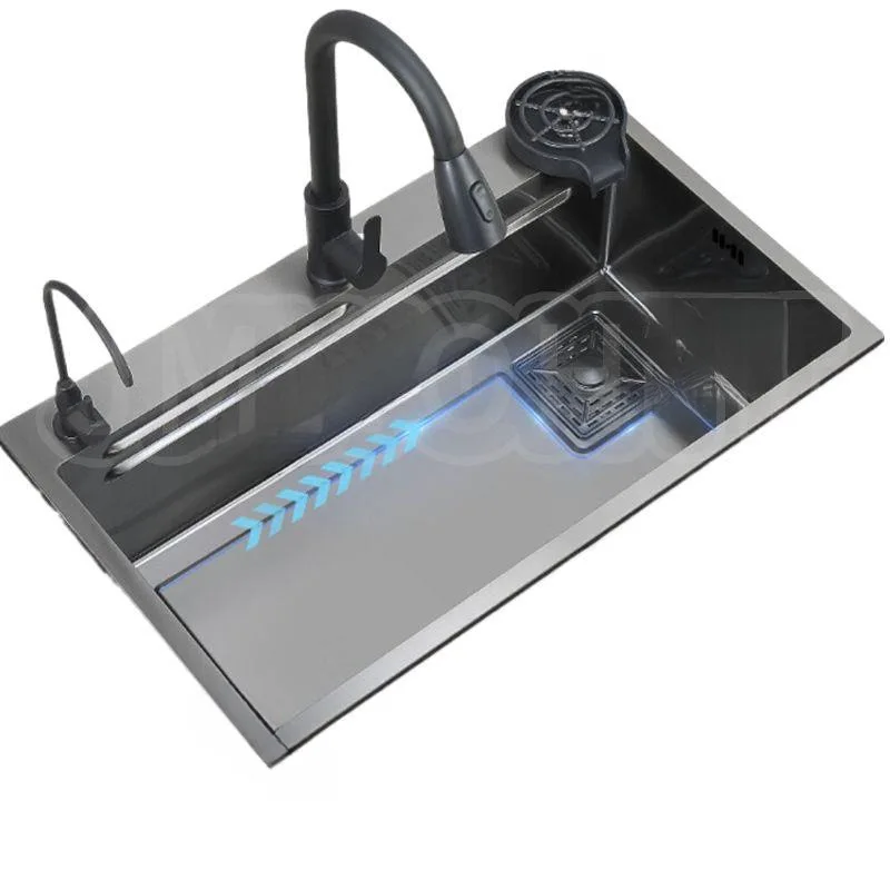 

Stainless steel black diamond nano, step sink large single sink kitchen thickened vegetable basin