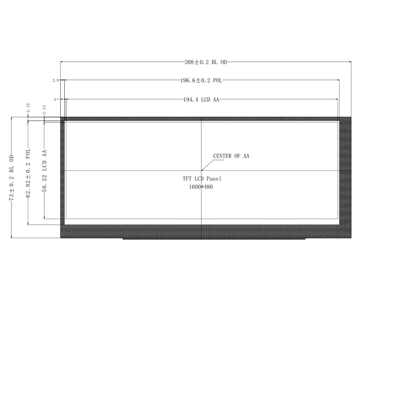 Imagem -05 - Módulo de Exposição do Lcd com Tela Táctil Relação de Lvds Ips Tft 1600*480 80 Dentro