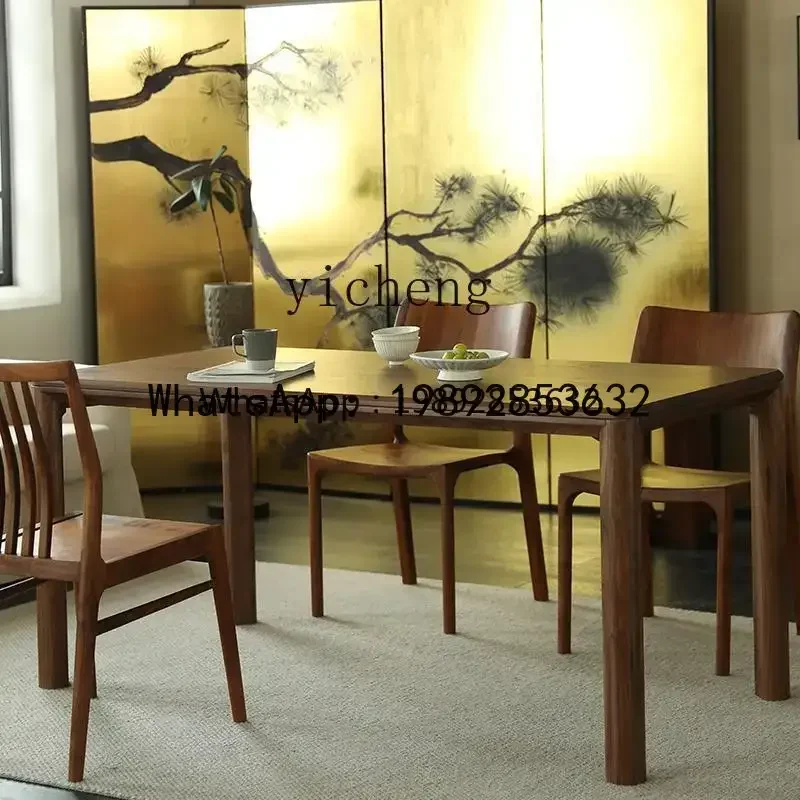 black walnut dining table simple pure solid wood large board table  desk log table
