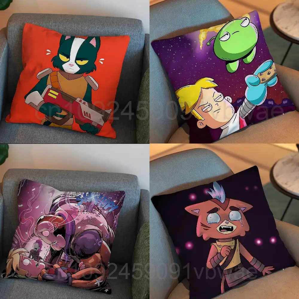 

black Avocato cat Final Space Pillow Case Square Double-Sided Printing Short Plush Sofa Cushion Cover Bedroom Bedside Pillow