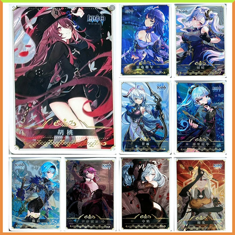 

Anime Goddess Story DIY ACG Tabletop Games Flash Cards Rosaria Shenhe Ningguang Toys for boys Collectible Cards Birthday Present