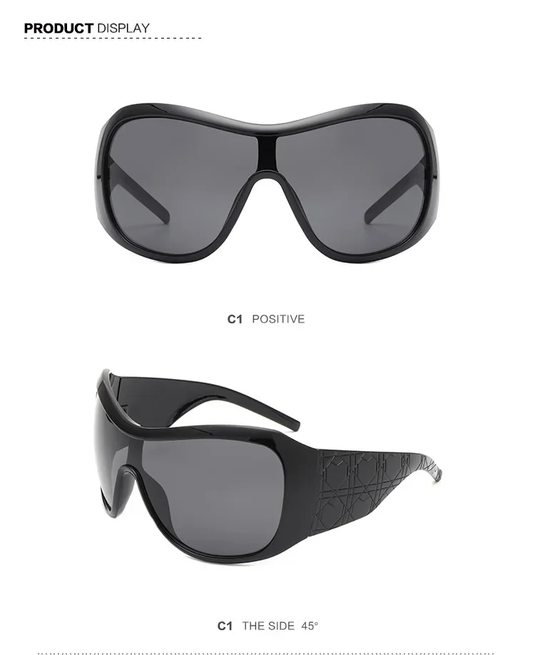 Vintage Square One Piece Shield Y2K Sonnenbrille für Frauen Neue Mode Rot Schwarz Farbverlauf Sexy Sonnenbrille Damen Oversize Shades – Detail 16