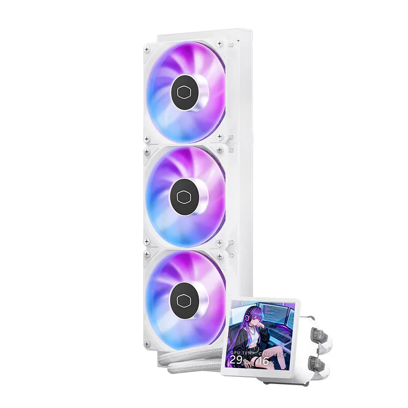 Coolermaster B360 LCD 360 WHITE Water Cooling Radiator Liquid Cooler Computer Case 3pin/4pin ARGB LED Fluid Bearing Mute Design