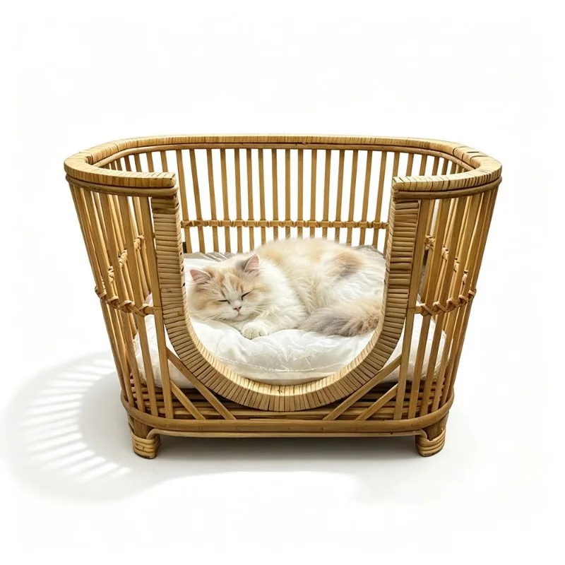 Cat litter rattan four-season kennel, winter warm pet litter, house-type cat house, removable and washable universal cat bed