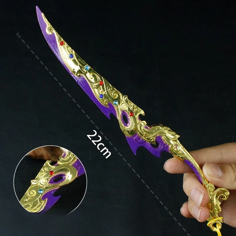 22cm/8.66in três reinos periféricos sua alteza o lobo fluindo nuvem espada dourada modelos de metal china armas antigas brinquedos