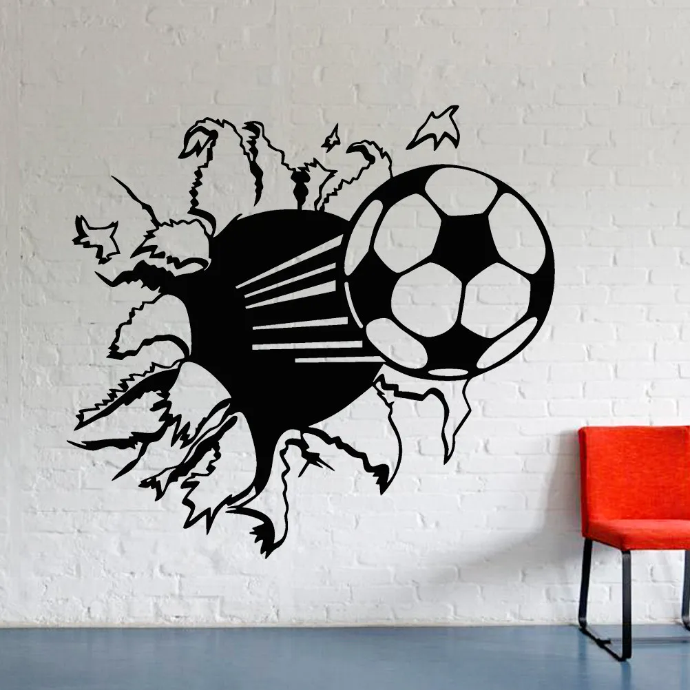 Soccer Stickers Home Decor Decals Football Bedroom Murals for Walls Black Wallpaper