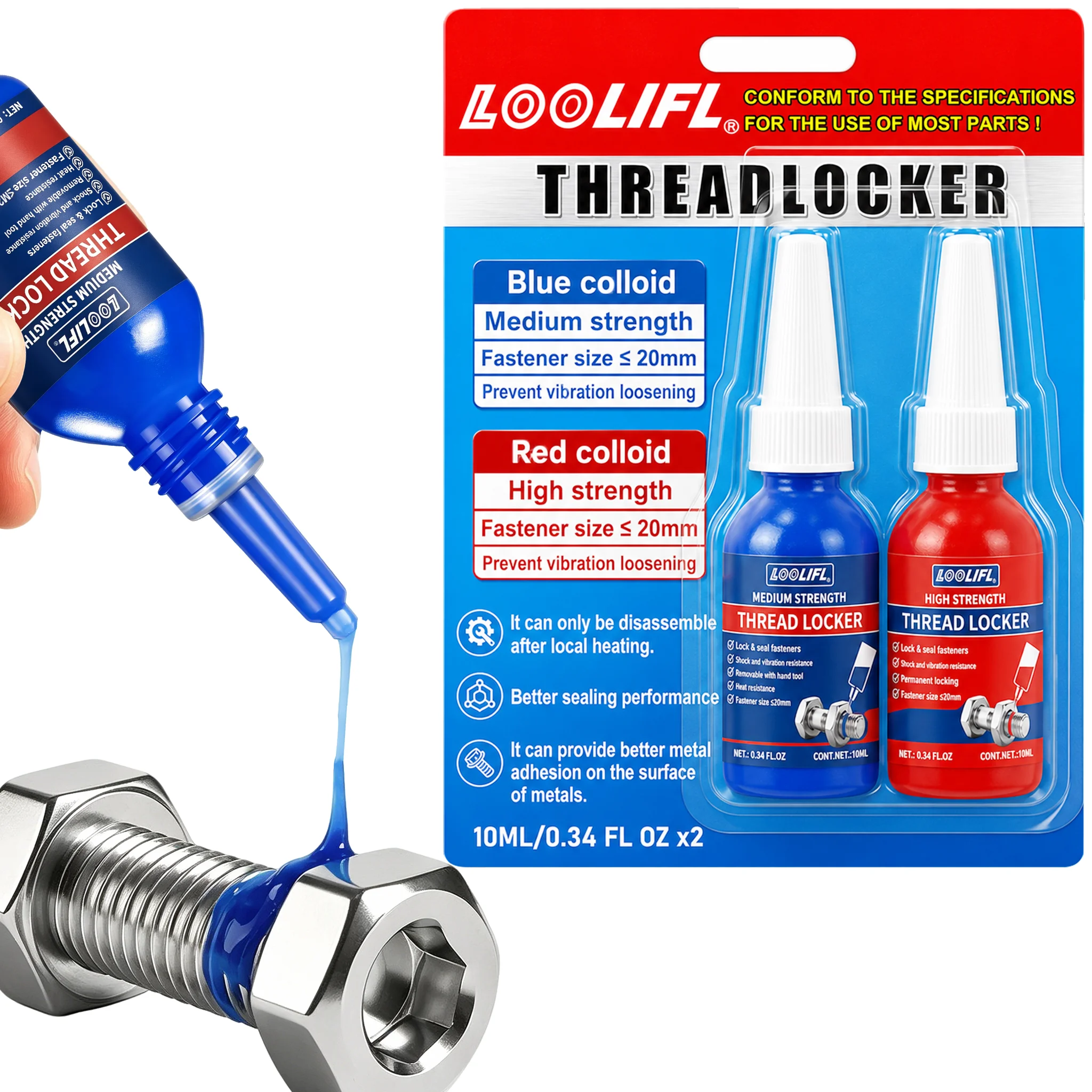 New 243 271 Threadlocker Screw Glue Medium High Strength Quickly Cured Thread Locking Agent Anaerobic Adhesive Anti-Loosening