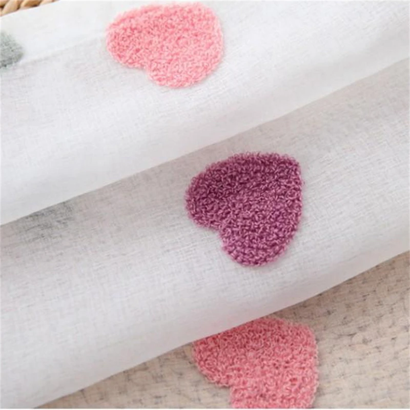 Lovely Cartoon 3D Pink Heart Embroidery Tulle For Girl Bedroom Cute Lovely Sheer Curtains For Children Living Room Custom Drapes